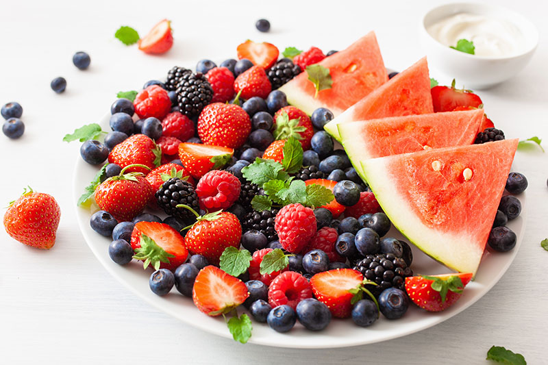 A plate of fresh berries.