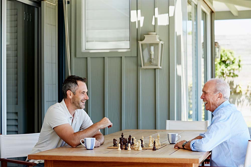 Men playing chess.