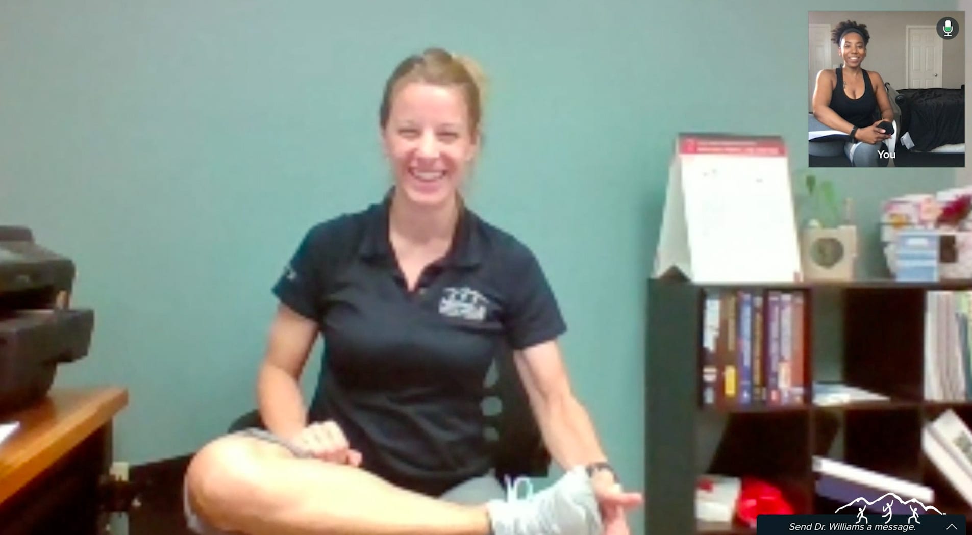 screen shot from telehealth physical therapy appointment for sprained ankle