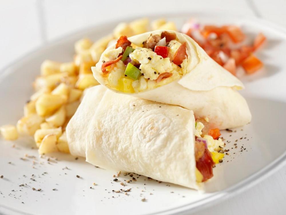 healthy breakfast burrito on a plate