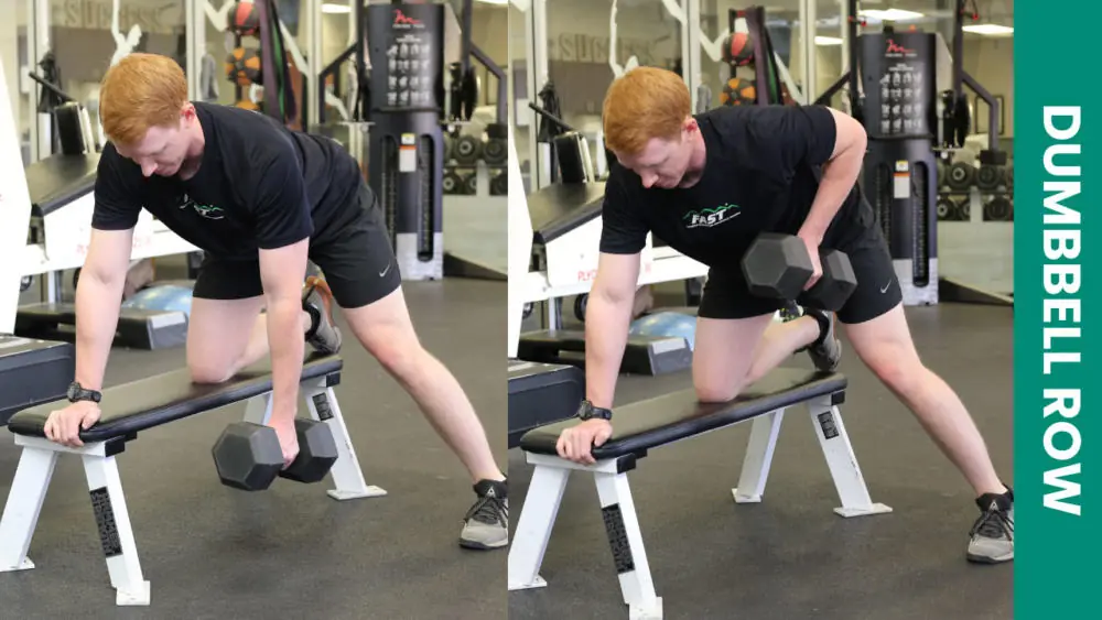 A man demonstrating the dumbbell row