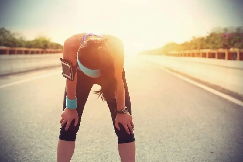 Runner training outside in the heat.